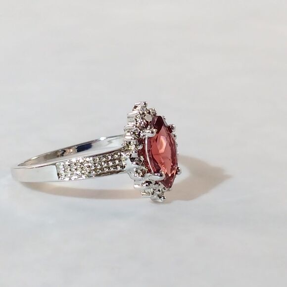 Garnet Marquise Ring Sterling Silver Size 7 - Picture 2 of 8